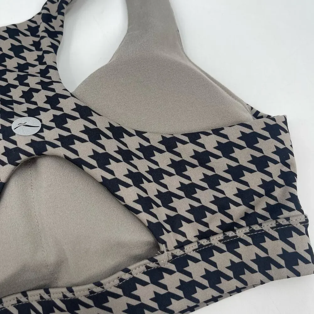 GOTTEX Sports Bra Size Extra Small Houndstooth NWT Black Athletic Gym Fitness